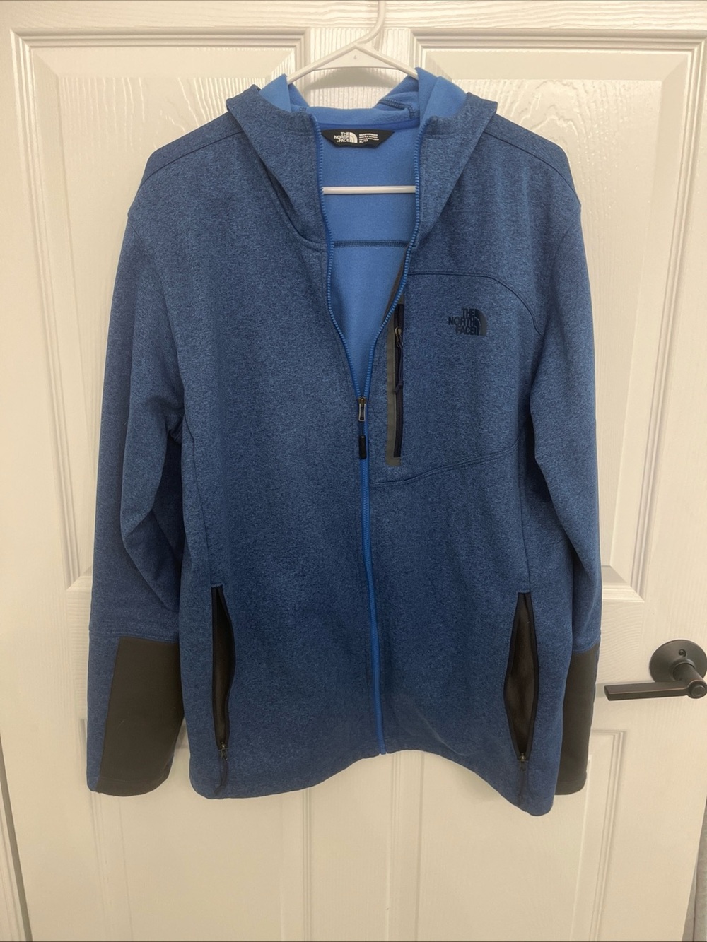 The North Face Men's Blue Hooded Performance Jacket with Black Accents